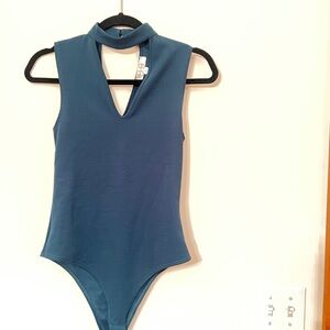 Elegant Sleeveless Teal Bodysuit